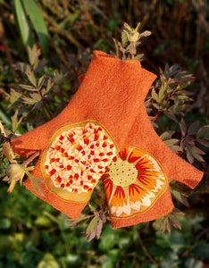 NOUVEAU : mitaines orange grande fleur