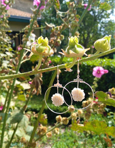 boucles d'oreilles "hortensia" blanc nacré